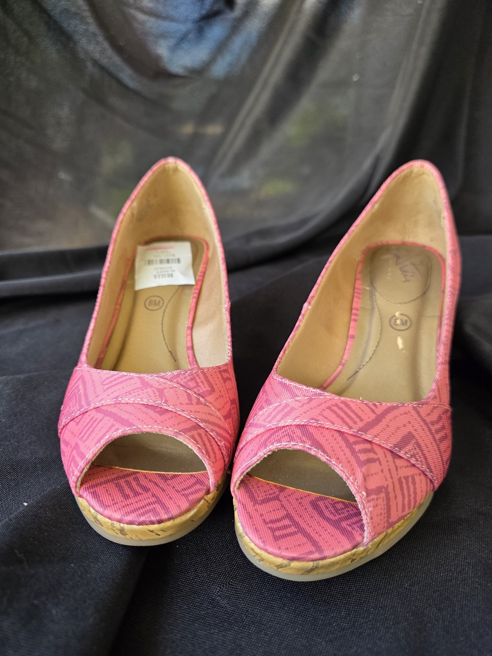Women's Pink Peep-Toe Wedge Pumps